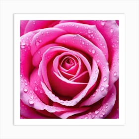 Pink Rose With Water Droplets 2 Art Print