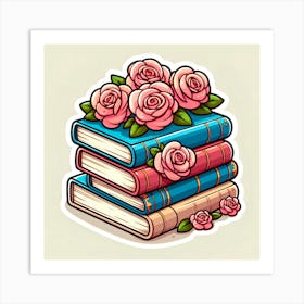 Roses On Books Art Print