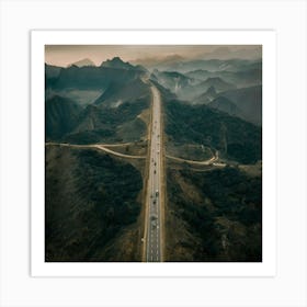 Misty Mountain Highway Art Print