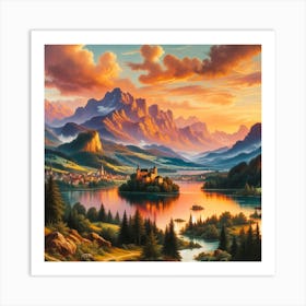 Sunset In The Mountains 6 Art Print