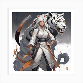 White Tiger Whispers Art Print