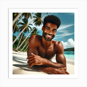 Black Man On The Beach Art Print