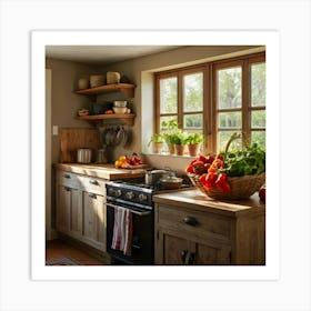 Default 3 A Modern Kitchen With Sleek Countertopsa Rustic Kitc 0 Art Print