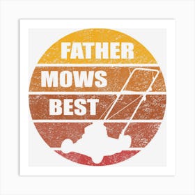 Mens Vintage Sunset Lawn Mower Father Mows Best Silhouette Art Print