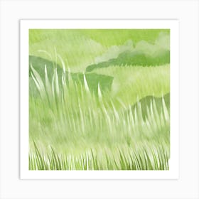 Watercolor Of Grass Art Print