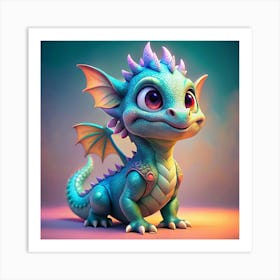 Cute Cartoon Dragon Art Print