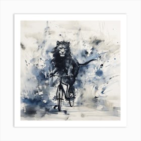 Lion On A Bike 2 Art Print