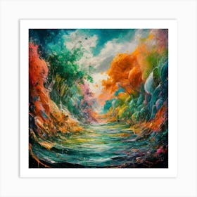 A stunning oil painting of a vibrant and abstract watercolor 8 Art Print
