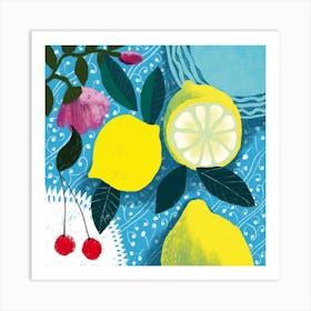 Lemon And Cherries Art Print