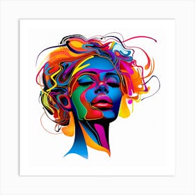 Woman With Colorful Hair 19 Art Print