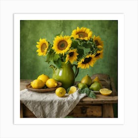 Sunflowers And Lemons Art Print