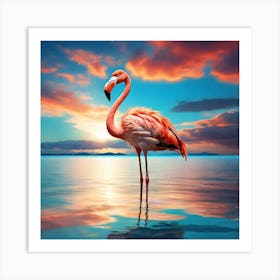 Flamingo At Sunset 4 Art Print