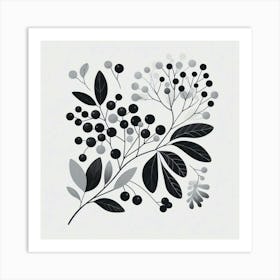 Scandinavian Art, Elderberries 3 Art Print