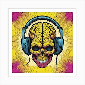 Cosmic Brain With Headphones Art Print