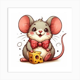 Cute Mouse With Cheese 1 Art Print