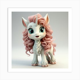 Cute Unicorn 3d Model Art Print