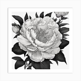 Colouring Book In Black And White Of Peony Flower Drawn In Disney Style Black And White Colours No 528859390 Art Print