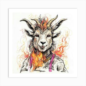 Goat In Flames 15 Art Print