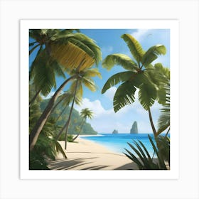 Tropical Beach With Palms 4 Art Print