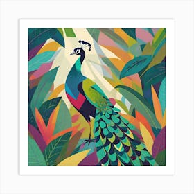 Peacock In The Jungle 1 Art Print