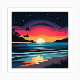 Sunset At The Beach 10 Art Print