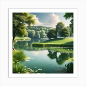 Lake In The Countryside Art Print