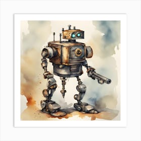 Robot With Gun Art Print