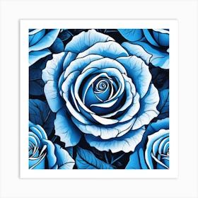 Blue Roses 8 Art Print