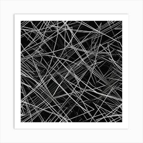 Abstract White Lines On Black Background Art Print