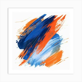 Blue And Orange Brush Strokes 1 Art Print