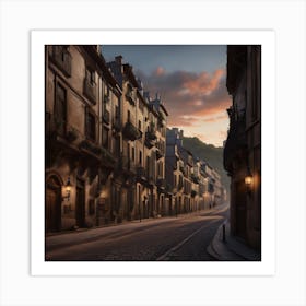 City Street At Dusk Art Print