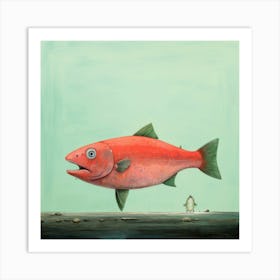 Red Fish And Penguin Art Print