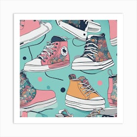 Canvas Of Sneakers Art Print