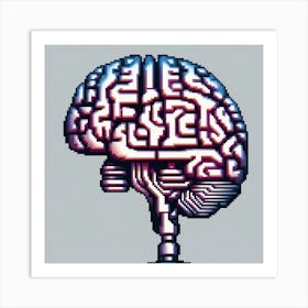 Pixelated Brain Art Print