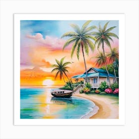 Sunset At The Beach 9 Art Print