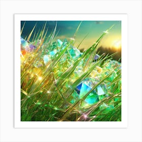 Grass With Crystals At Sunset Art Print