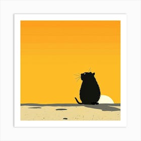 Cat At Sunset Art Print