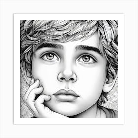 Young Boy Colouring 2 Art Print