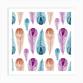 Pen Peacock Colors Colored Pattern Art Print