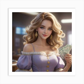 Girl Holding Money 1 Art Print