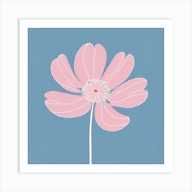 A White And Pink Flower In Minimalist Style Square Composition 605 Art Print