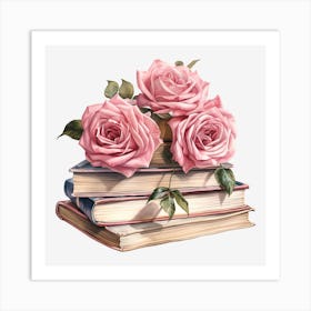 Roses On Books 5 Art Print