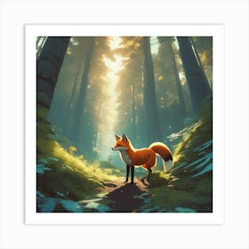 Fox In The Forest 107 Art Print