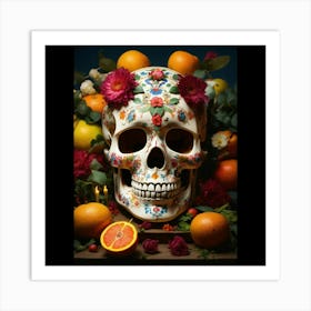 Stunning Still Life Photo Render Of A Mexican Skul (1) Art Print