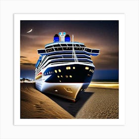 Cruise Ship At Night Art Print