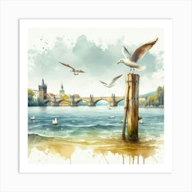 Watercolor Of Prague Art Print