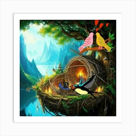 Birds Nest Illustration Art Print