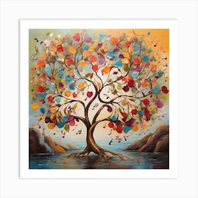 "The Melodic Tree: This painting embodies the convergence of art, nature, and music in a unique artistic experience. 2 Art Print