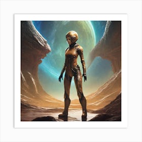 Alien Woman In Space Art Print