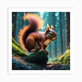 Red Squirrel In The Forest 13 Art Print